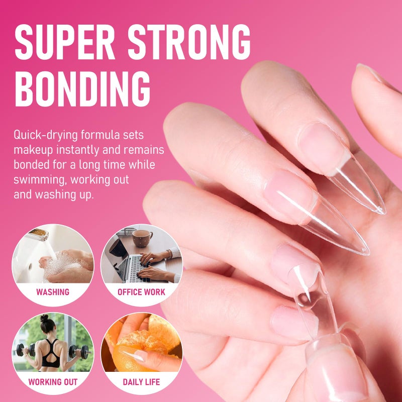 FREEORR Super Strong Nail Glue for Press Ons, Fake Nail Tips and Acrylic Nails, No U/V Light Needed Long-Lasting Fast Drying Easy Application No Mess Brush on Nail Adhesive(15ml,2 Pcs) - Image 3